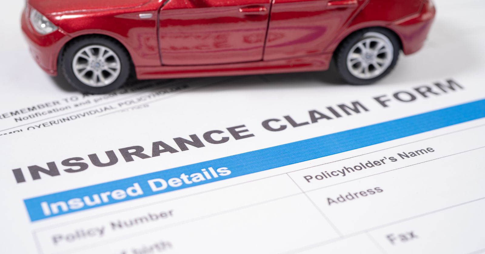 Insurance claim form with car model. Best Insurance.