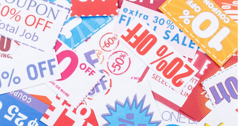 Many types of coupons displayed, offering discounts and savings, maximizing your savings potential.